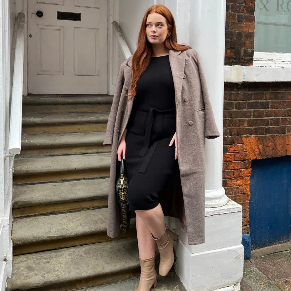 Midi Knitted Cocoon Dress - Black - Image 7