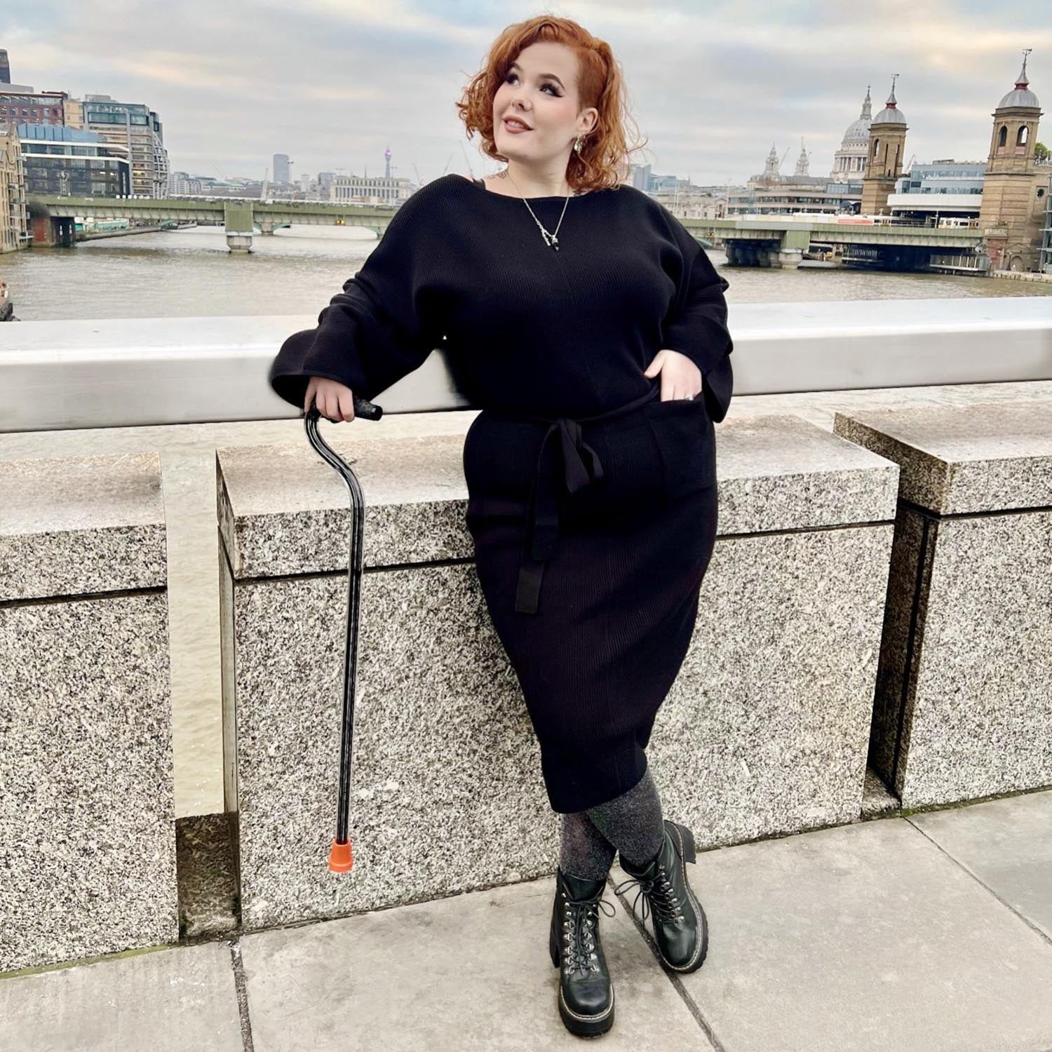Midi Knitted Cocoon Dress - Black - Image 9