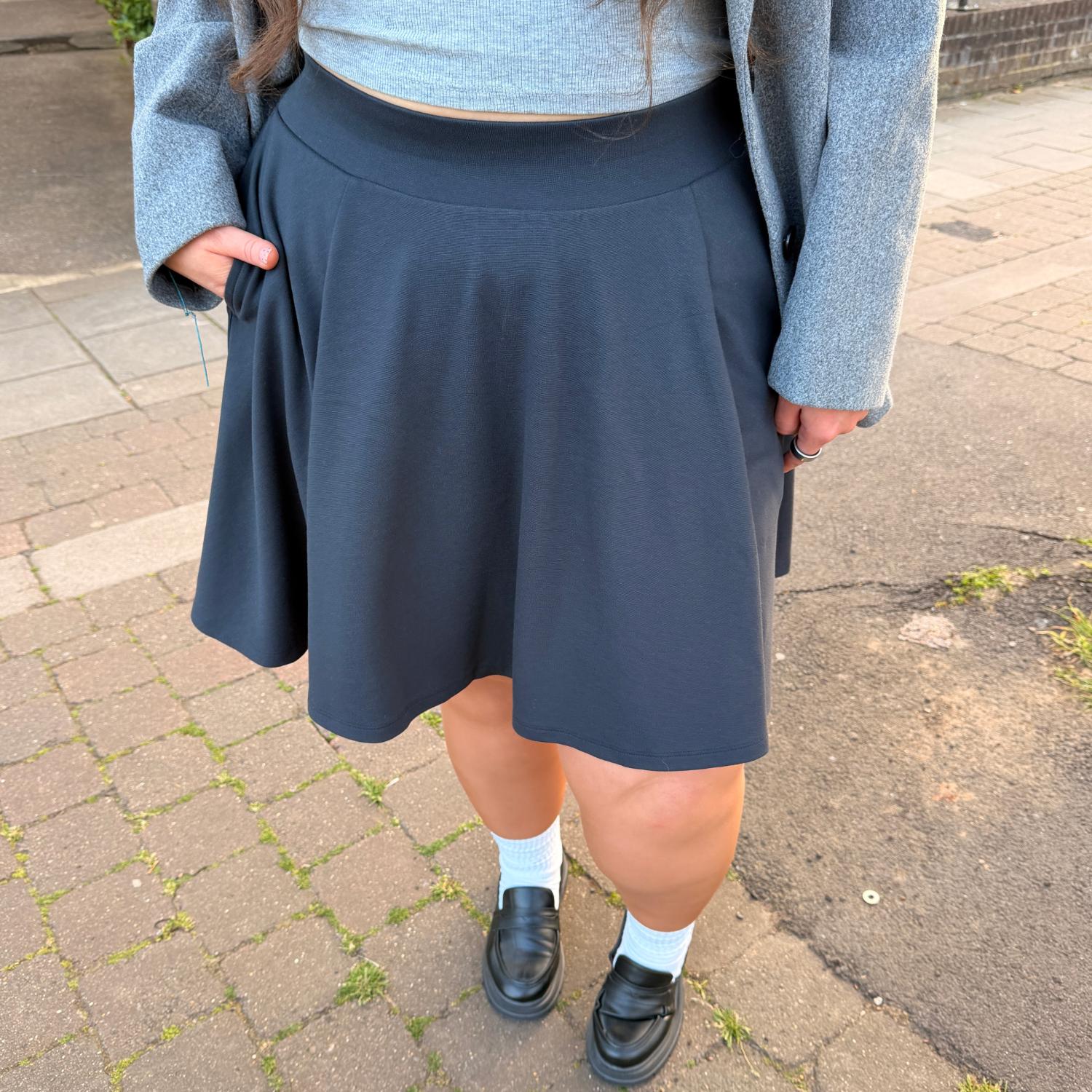 Mini-Flare Skirt - Charcoal - Image 4