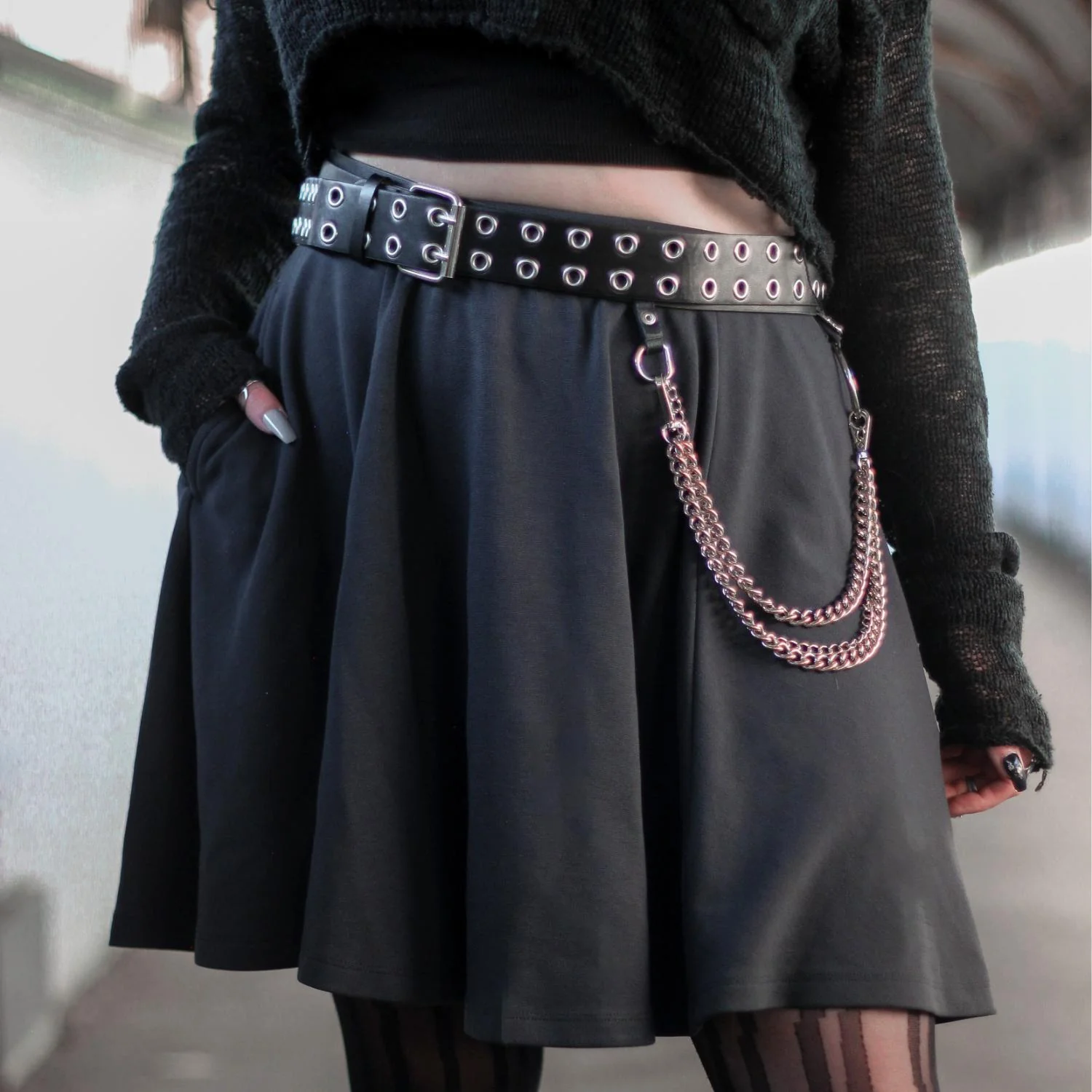 Mini-Flare Skirt - Charcoal - Image 6
