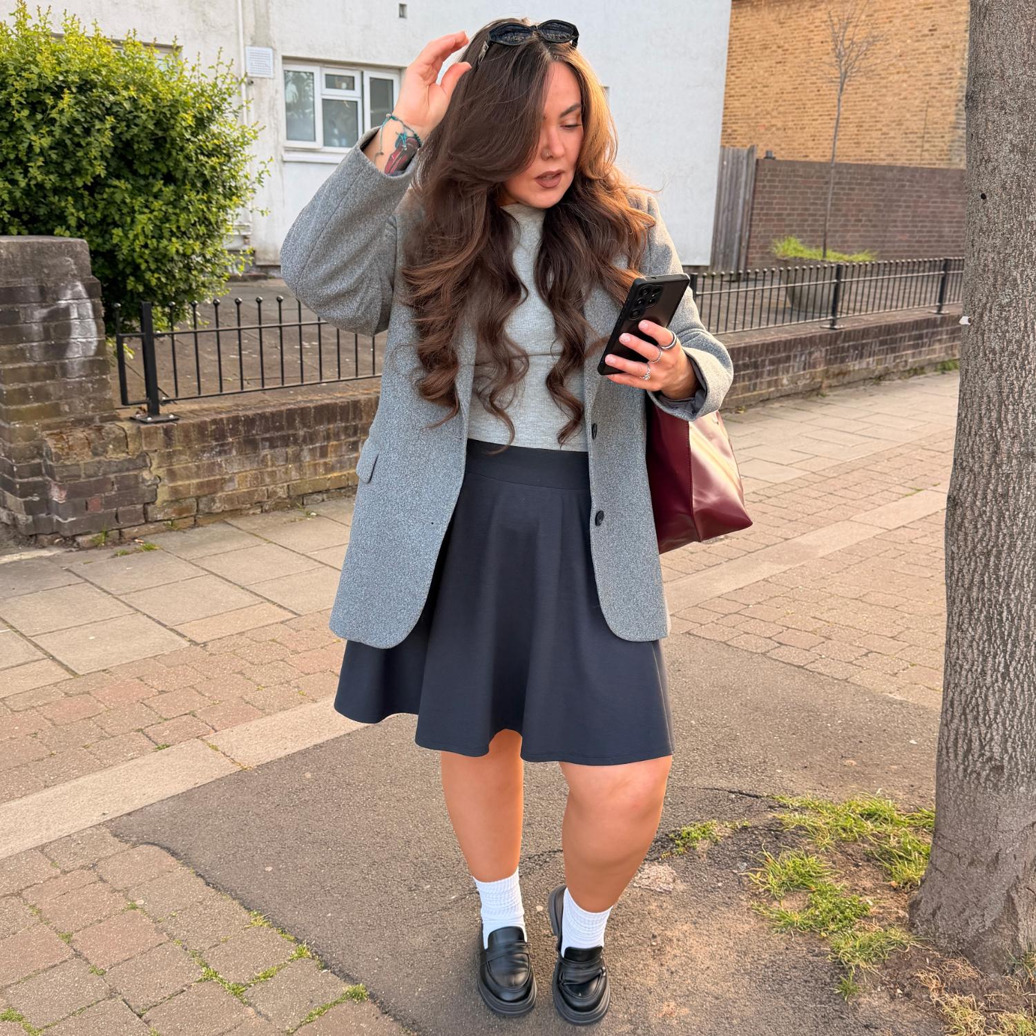 Mini-Flare Skirt - Charcoal - Image 9