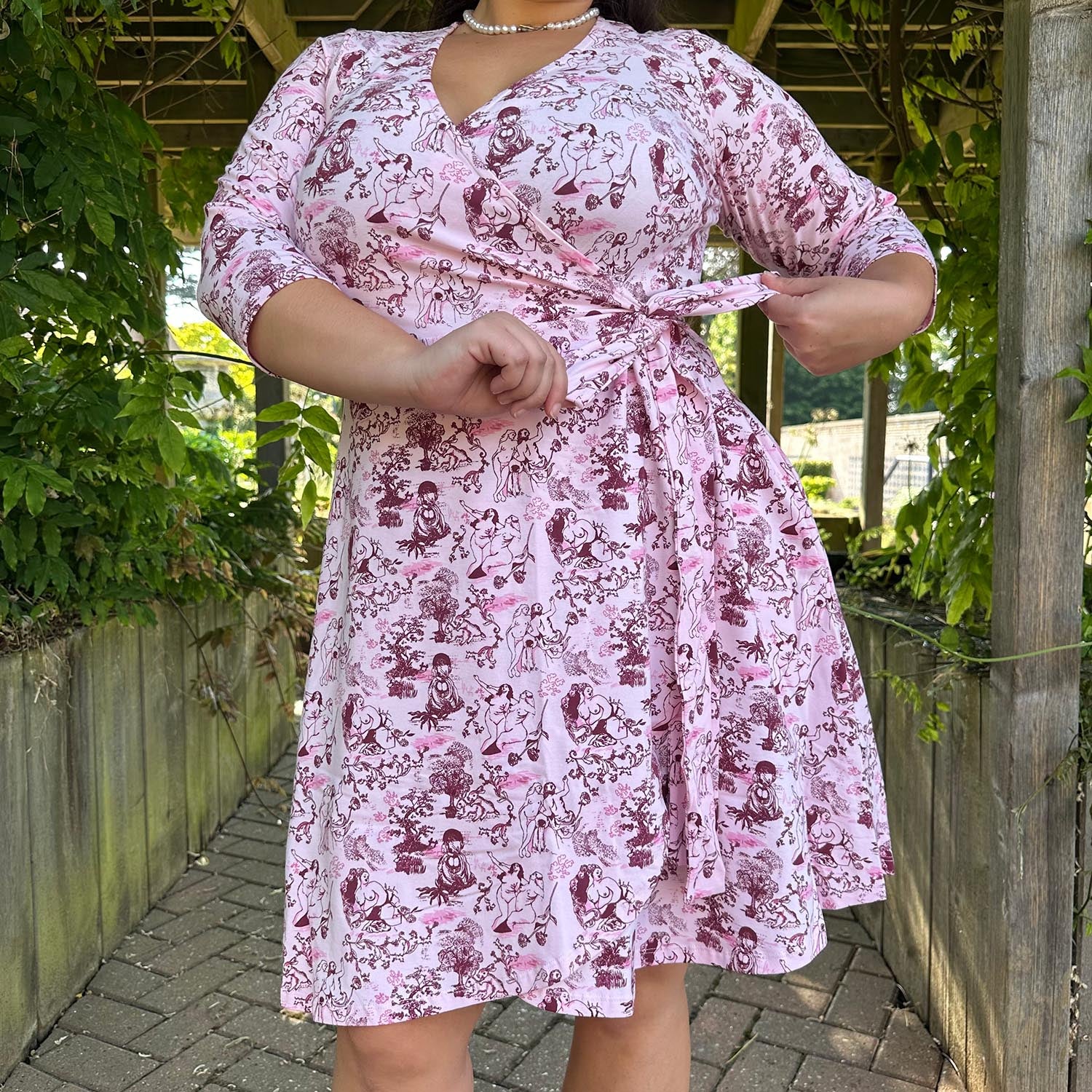 Mini Wrap Dress - Passion au Jardin - L'Amour Rose - Image 5