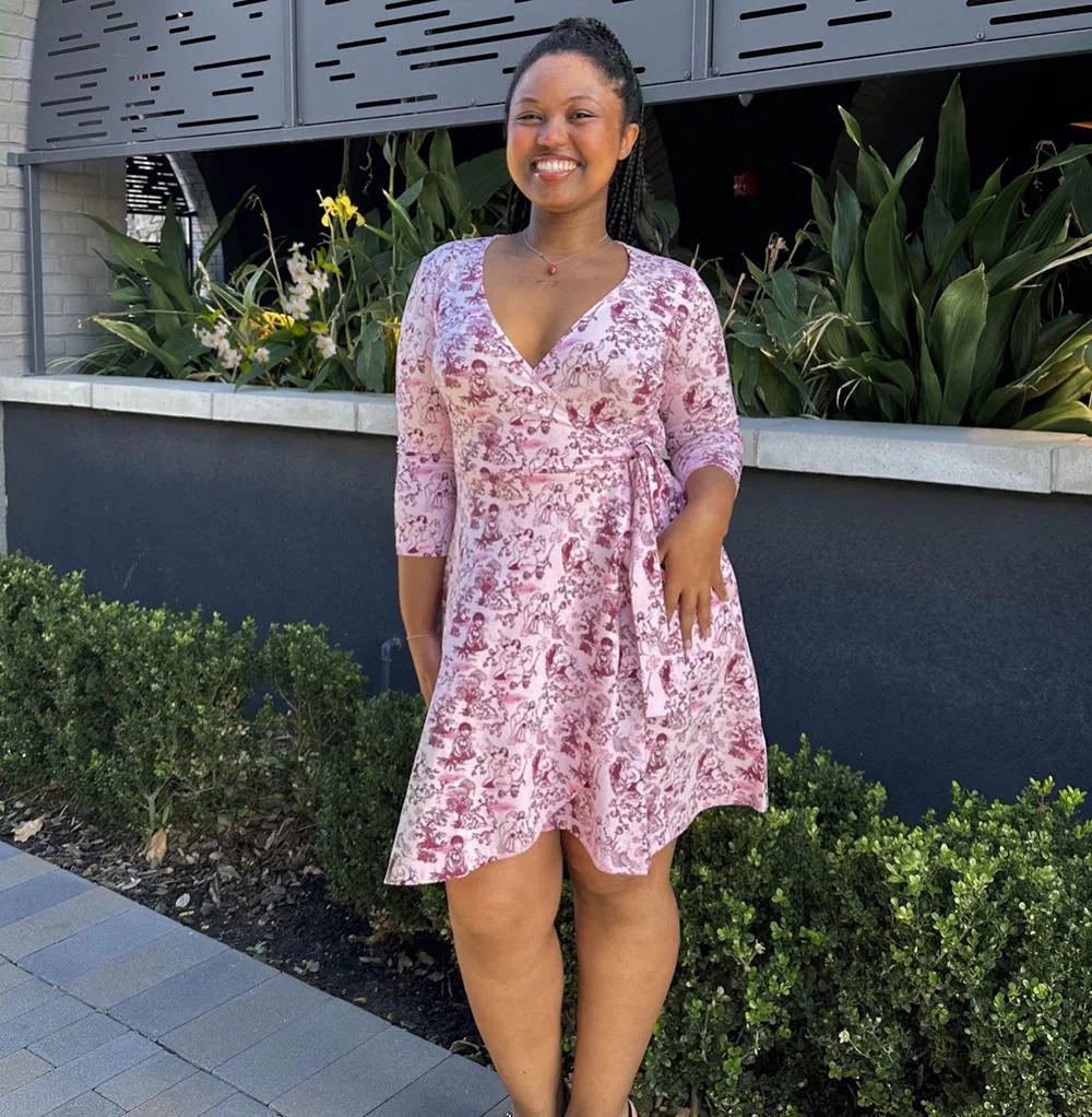 Mini Wrap Dress - Passion au Jardin - L'Amour Rose - Image 6