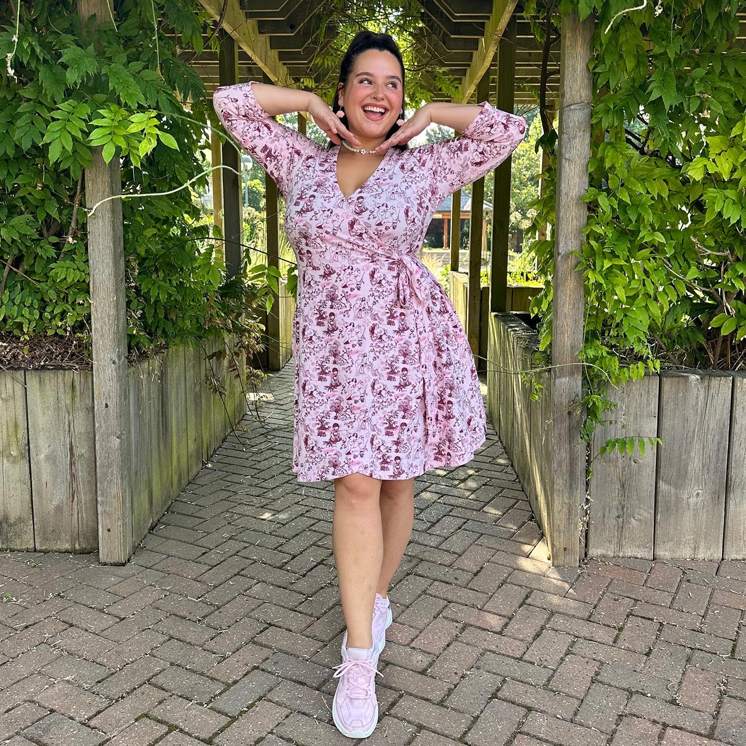 Mini Wrap Dress - Passion au Jardin - L'Amour Rose - Image 7