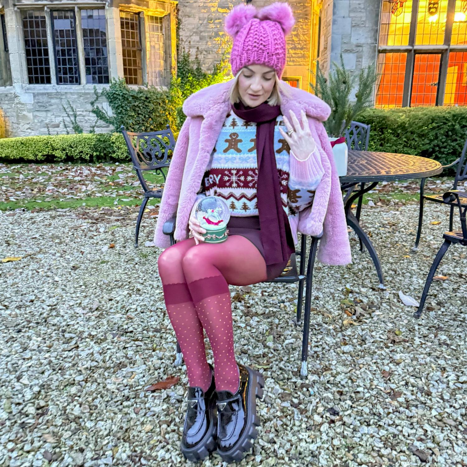Seoul Chic Faux Sock Tights - Burgundy - Image 5