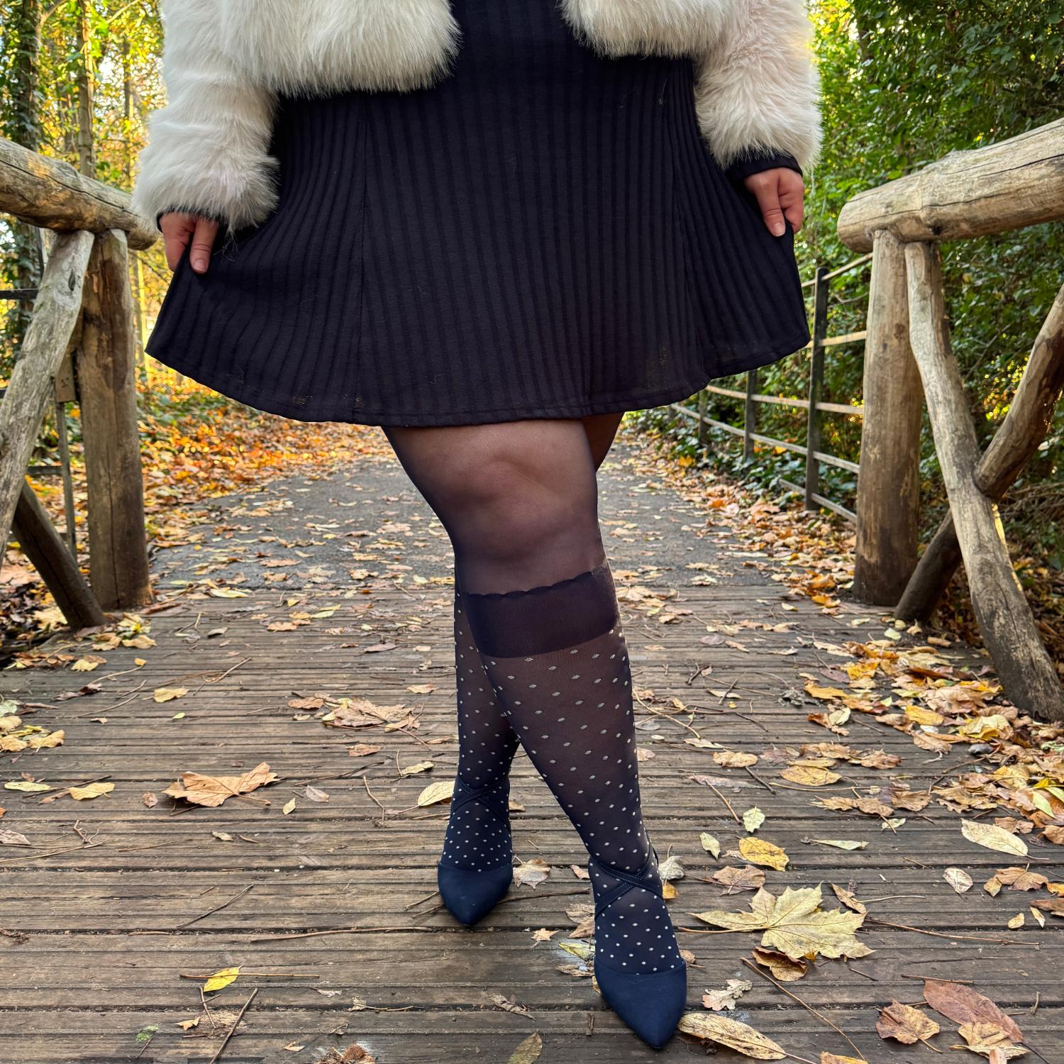Seoul Chic Faux Sock Tights - Navy - Image 11