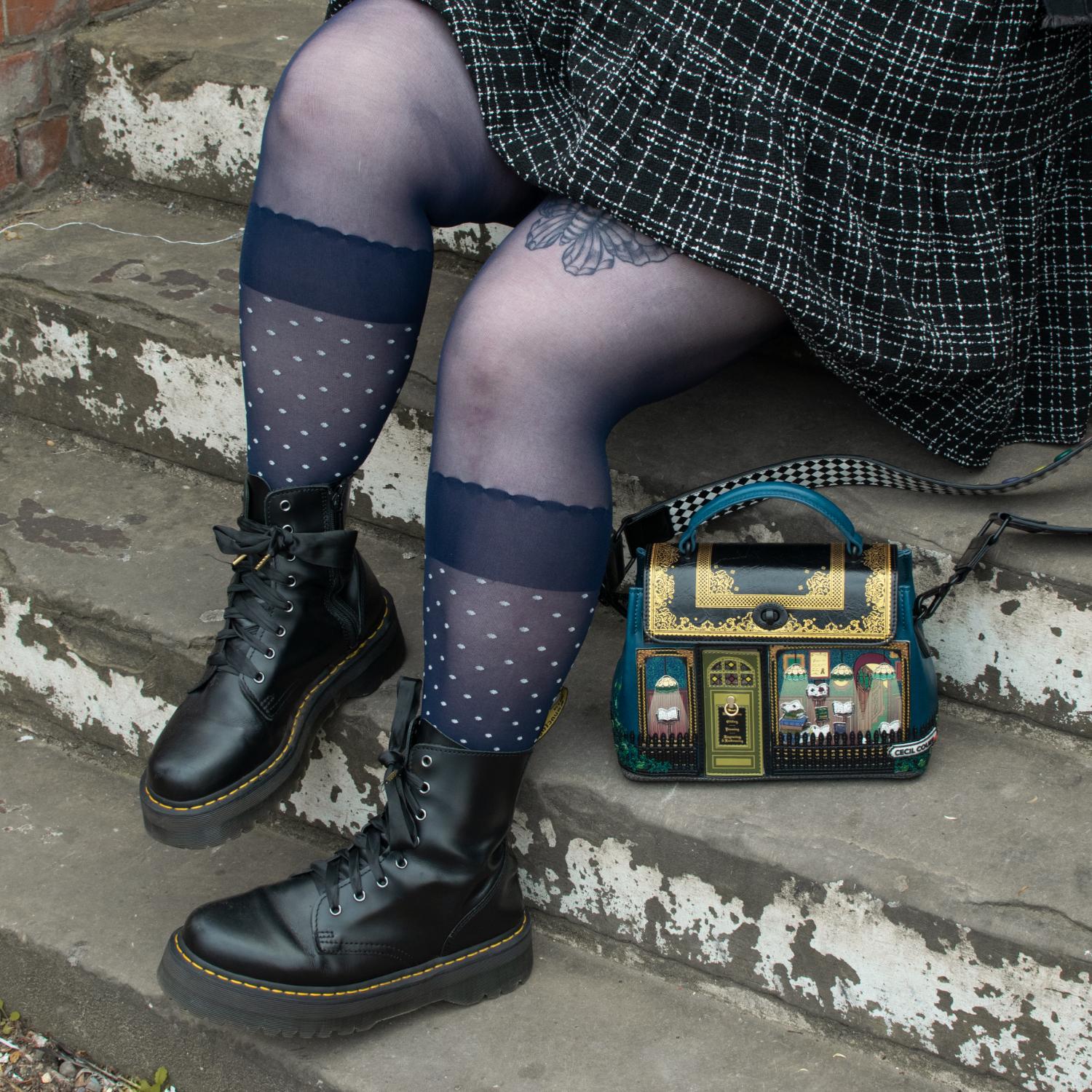 Seoul Chic Faux Sock Tights - Navy - Image 5