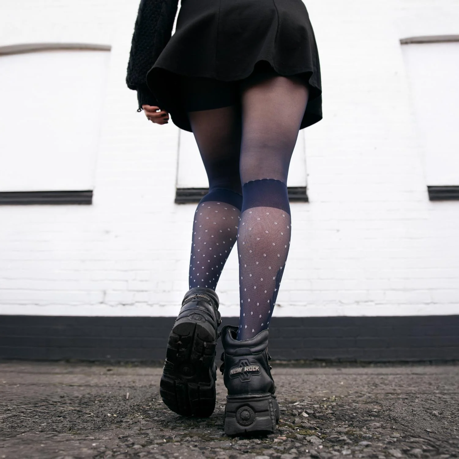 Seoul Chic Faux Sock Tights - Navy - Image 8