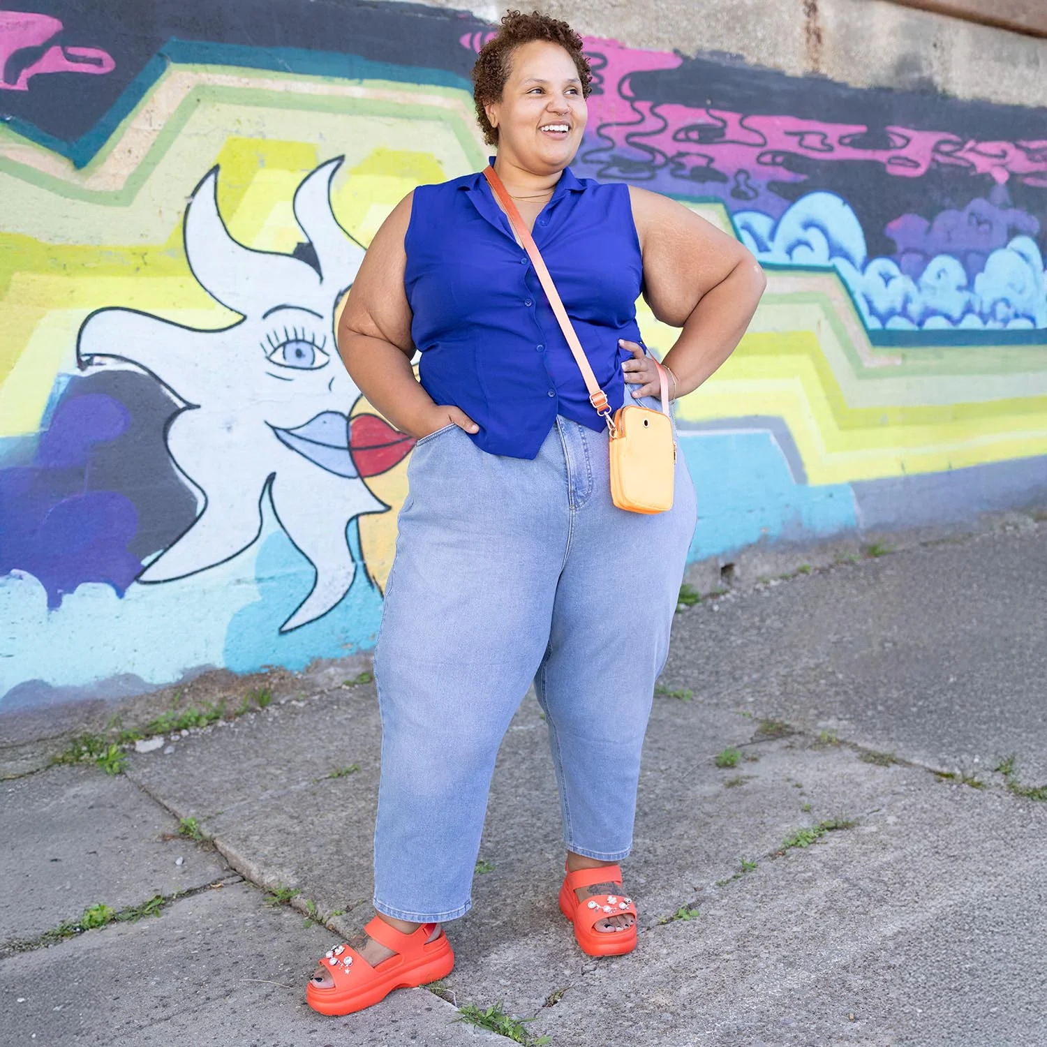 Organic Mom Jeans - Aegean - Image 4