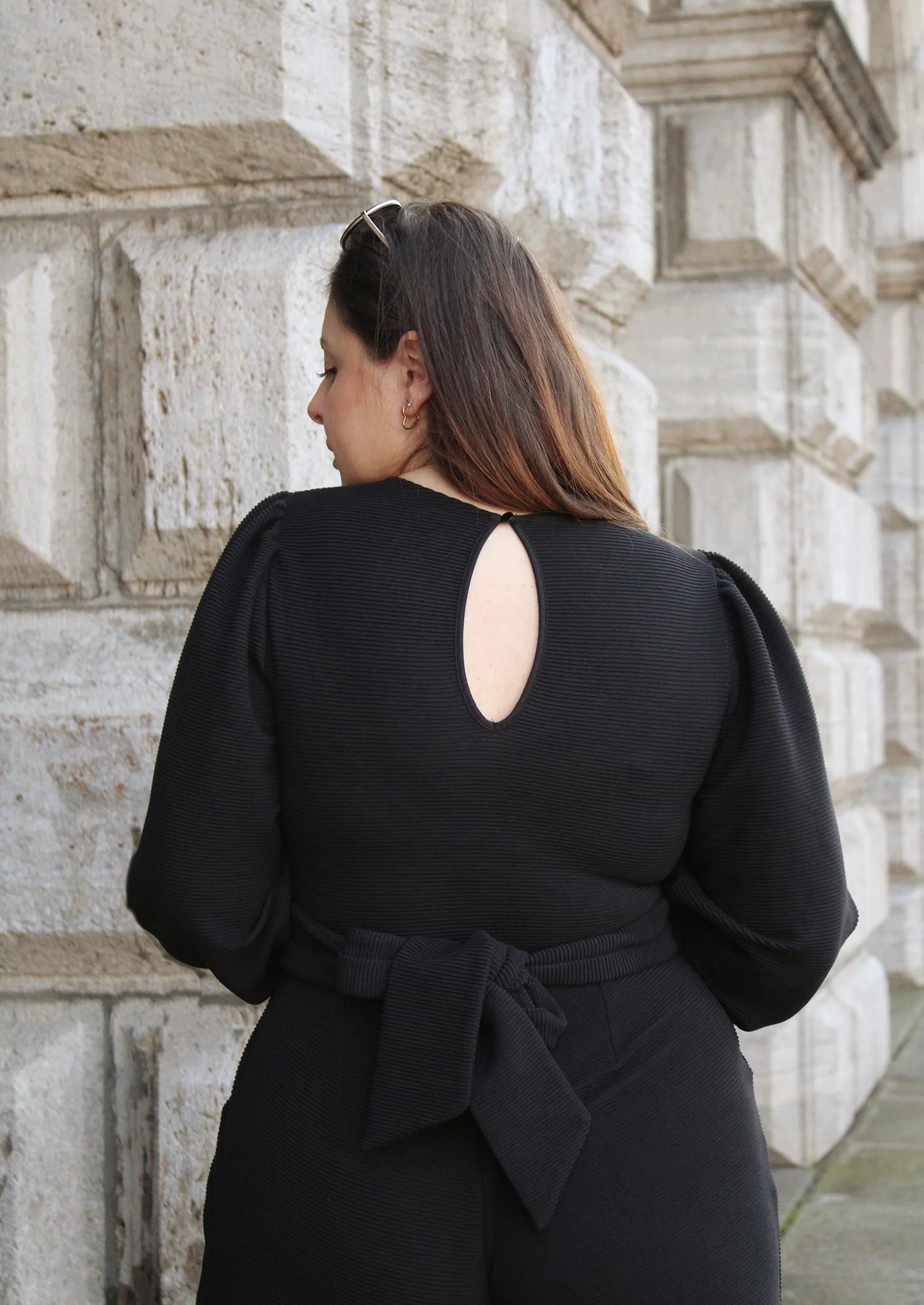 Ottoman Long Sleeve Wrap Jumpsuit - Black - Image 6