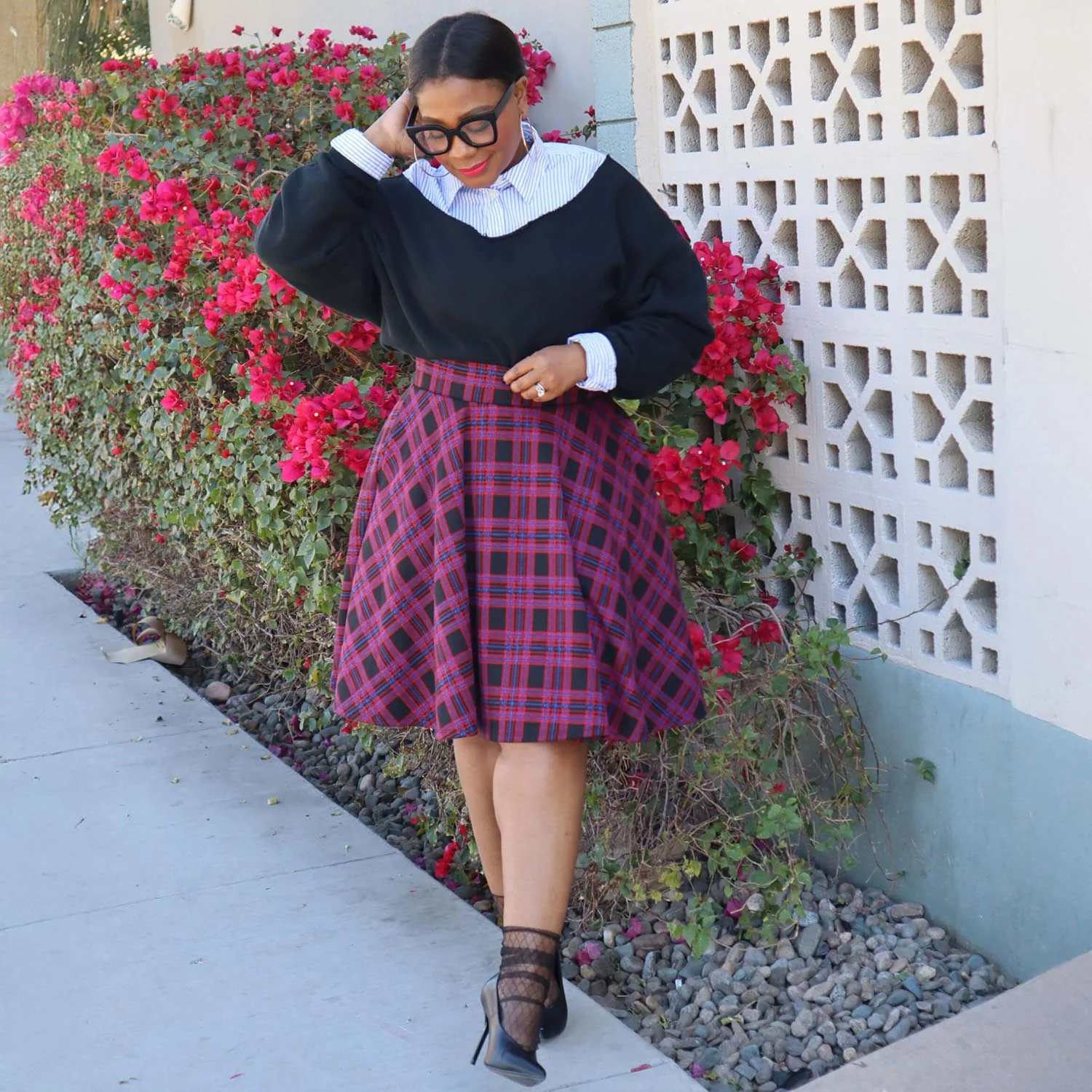 Plaid Flare Skirt - Ember - Image 10