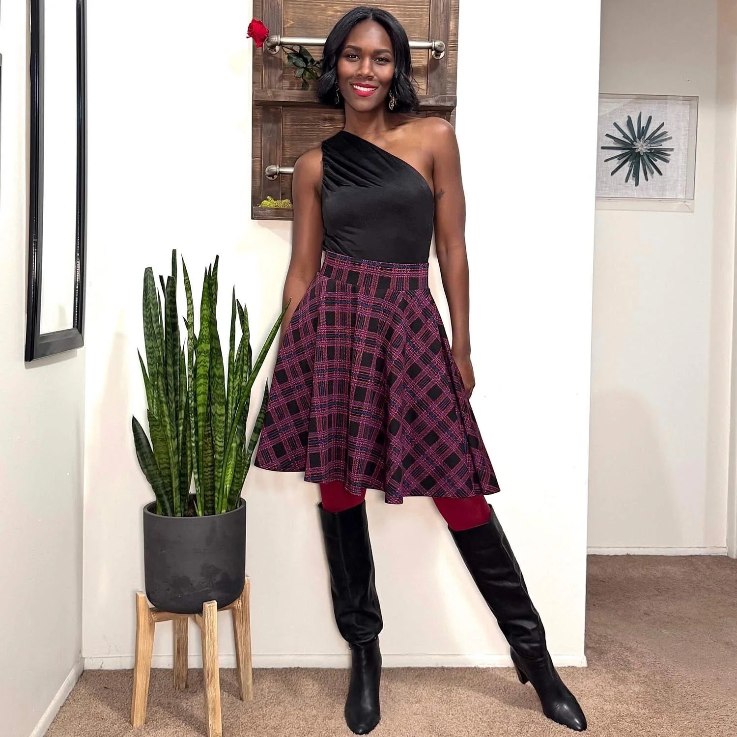 Plaid Flare Skirt - Ember - Image 11