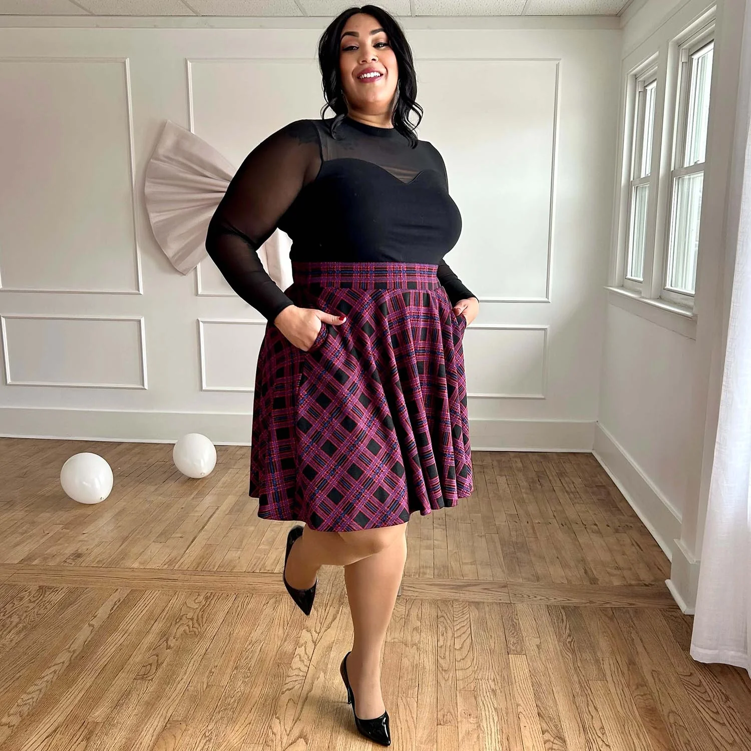 Plaid Flare Skirt - Ember - Image 12