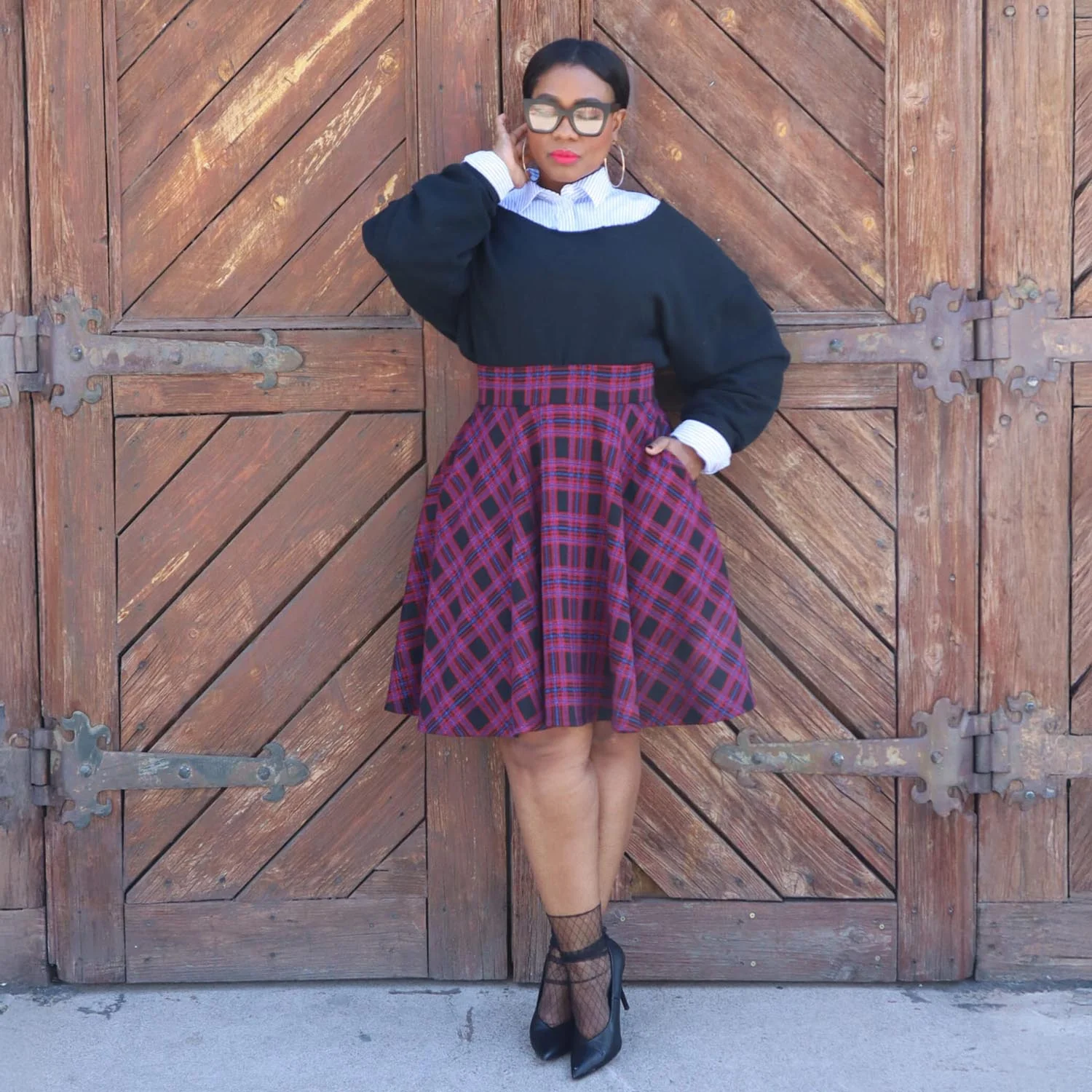 Plaid Flare Skirt - Ember - Image 14