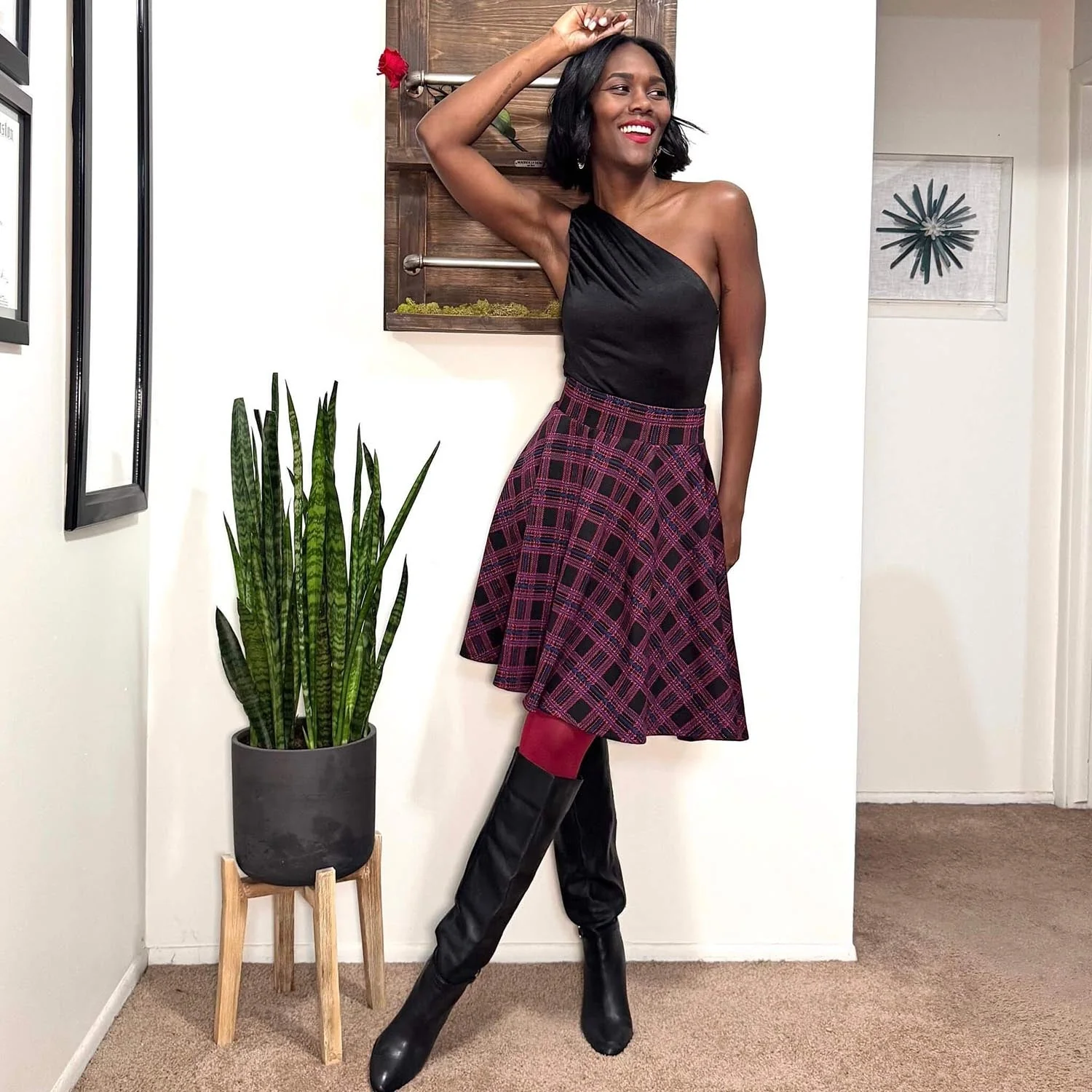 Plaid Flare Skirt - Ember - Image 15