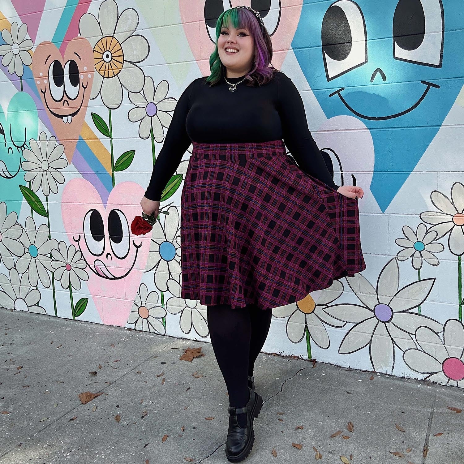 Plaid Flare Skirt - Ember - Image 17