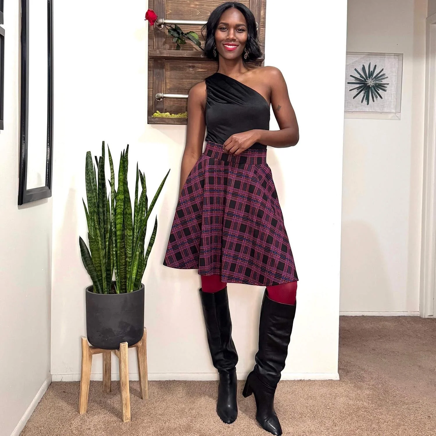 Plaid Flare Skirt - Ember - Image 19