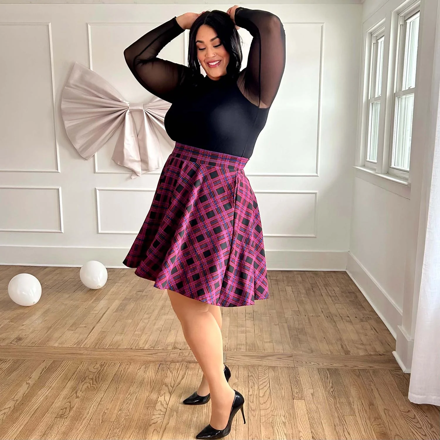 Plaid Flare Skirt - Ember - Image 20