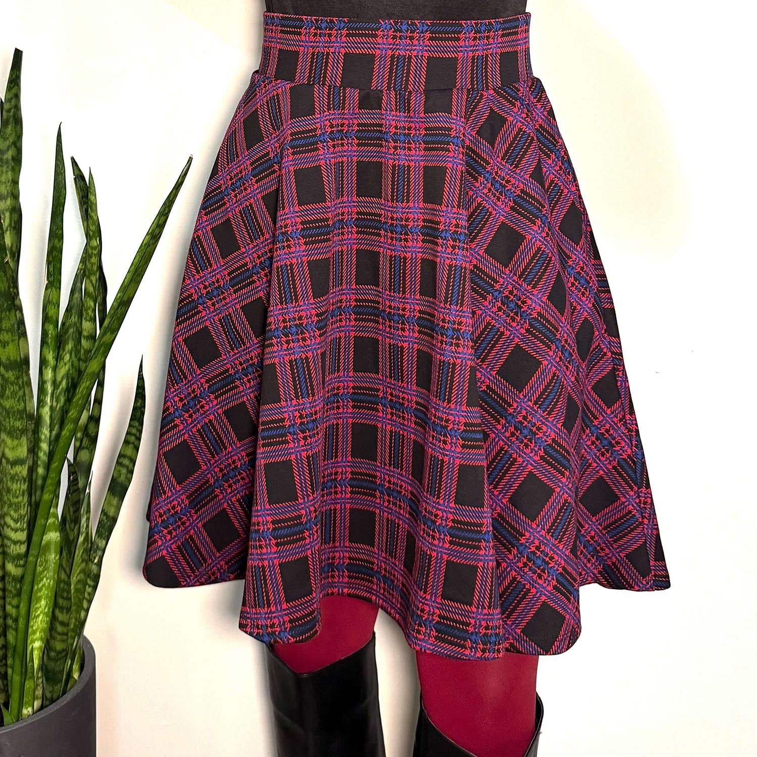 Plaid Flare Skirt - Ember - Image 3