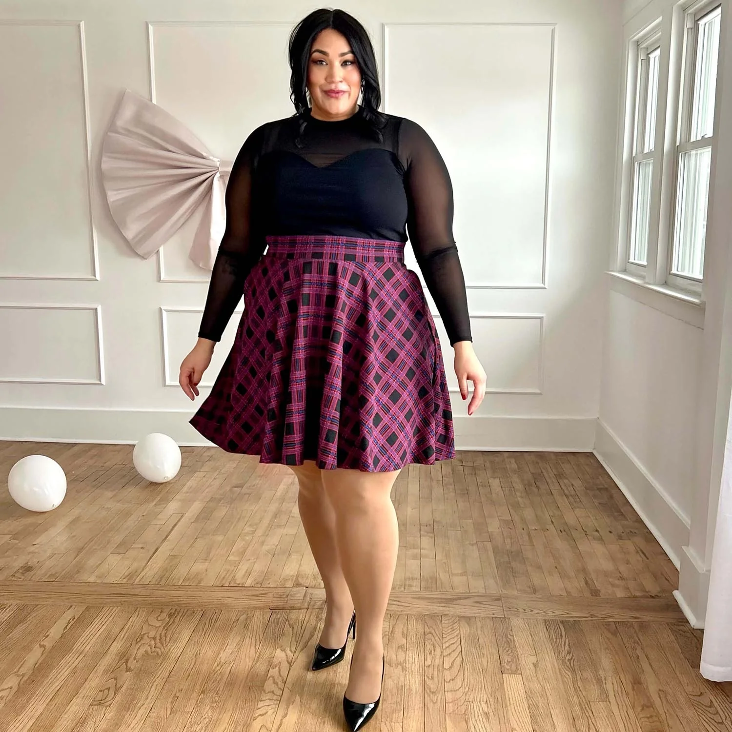 Plaid Flare Skirt - Ember - Image 4