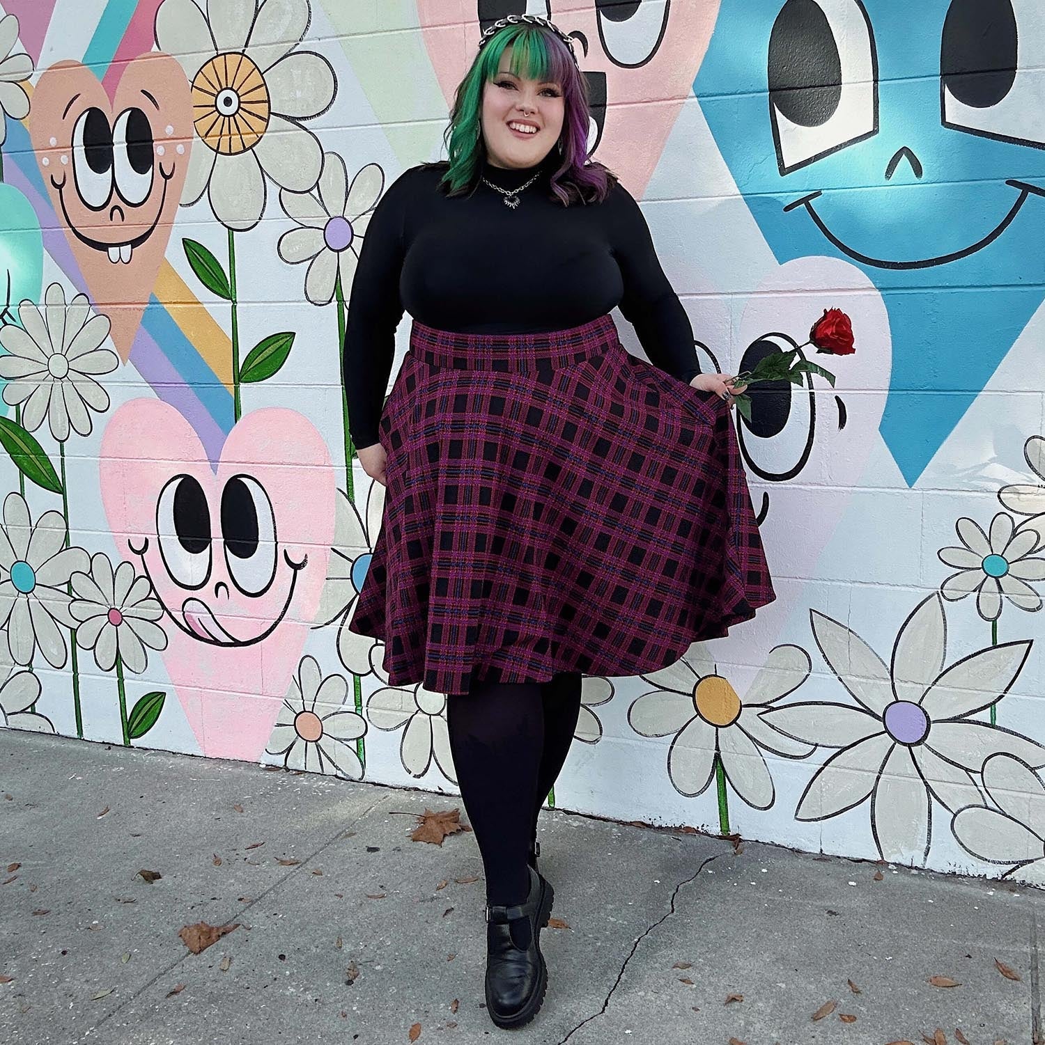 Plaid Flare Skirt - Ember - Image 6