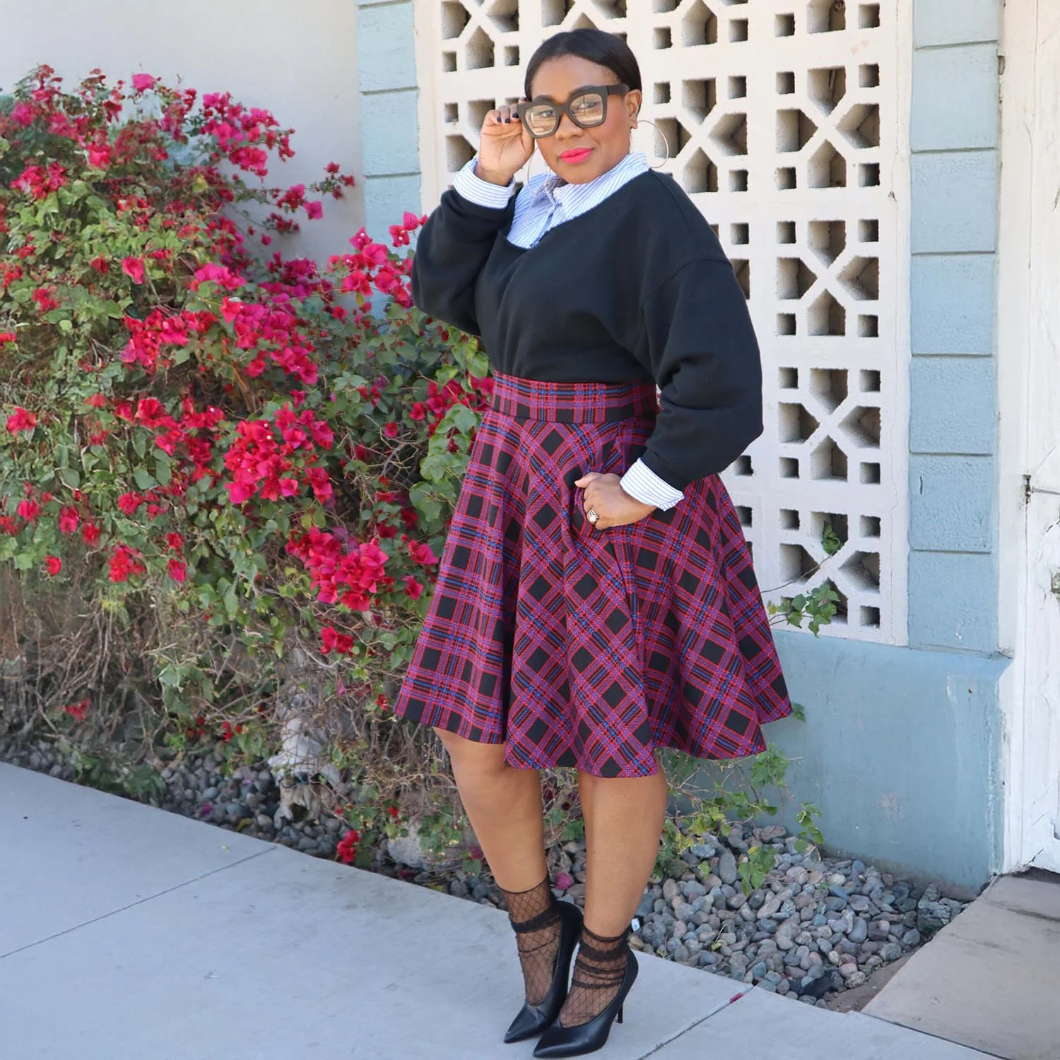 Plaid Flare Skirt - Ember - Image 7