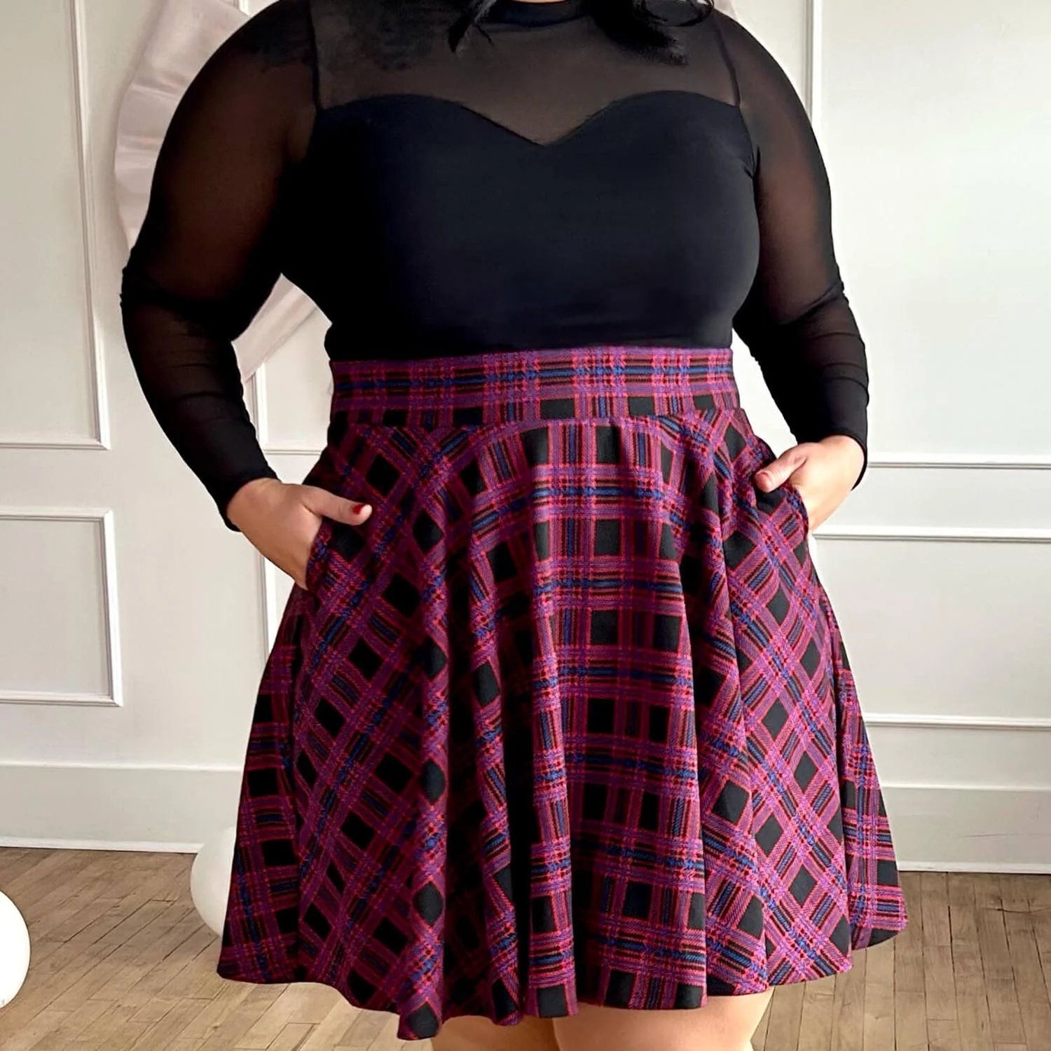 Plaid Flare Skirt - Ember - Image 8