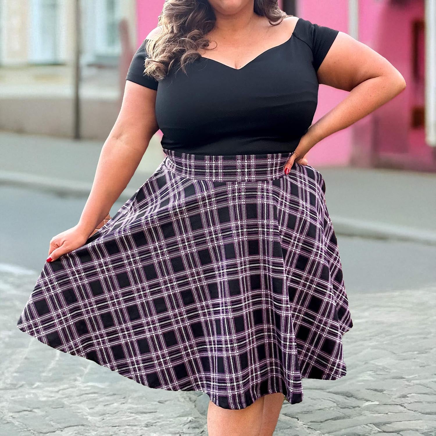 Plaid Flare Skirt - Moorland