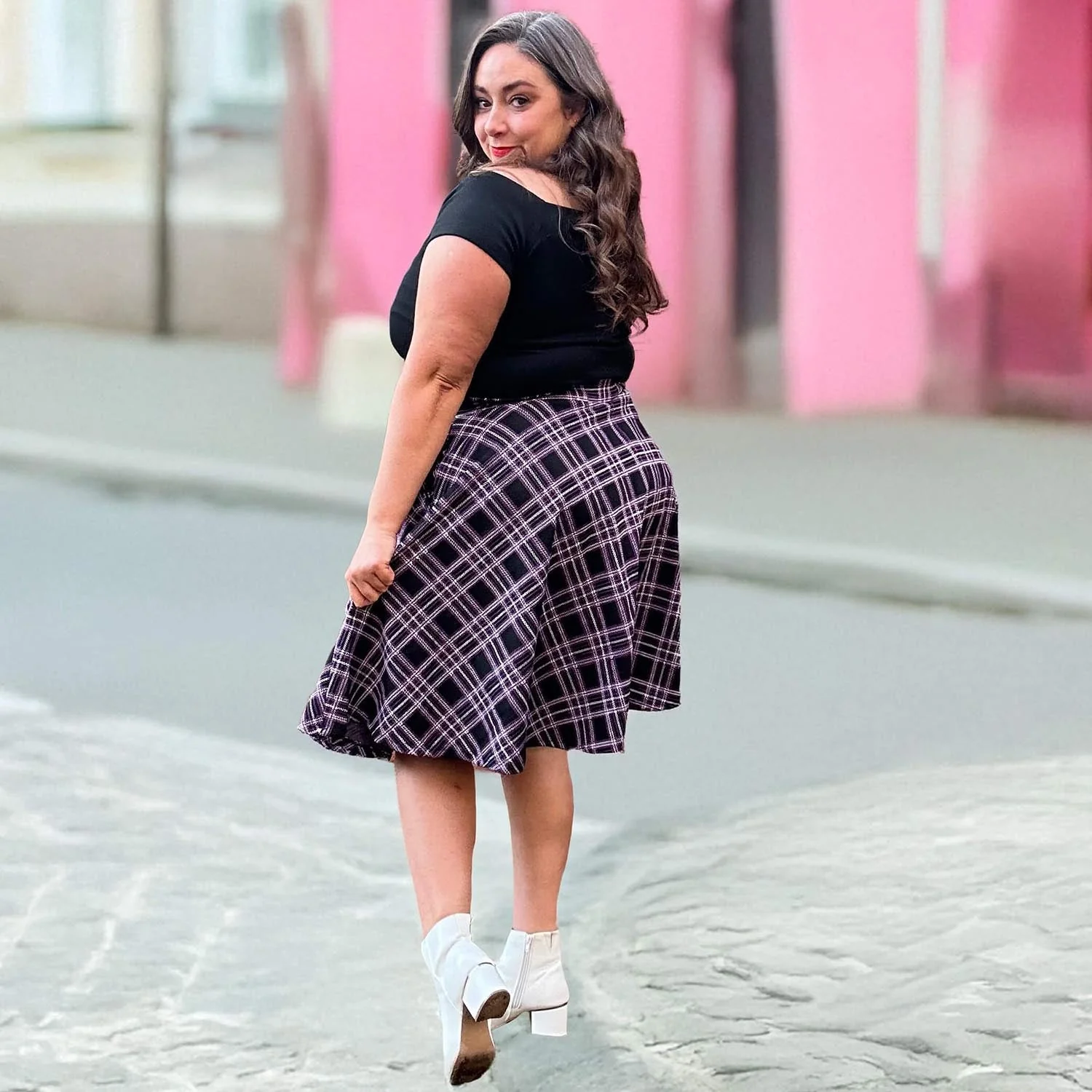 Plaid Flare Skirt - Moorland - Image 2