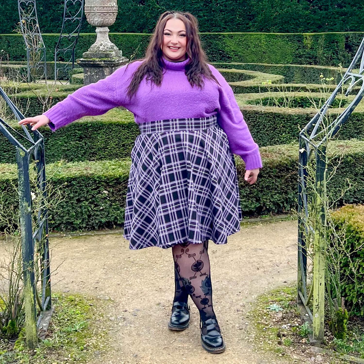 Plaid Flare Skirt - Moorland - Image 3