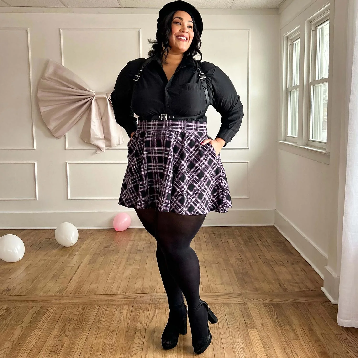 Plaid Mini-Flare Skirt - Moorland - Image 10