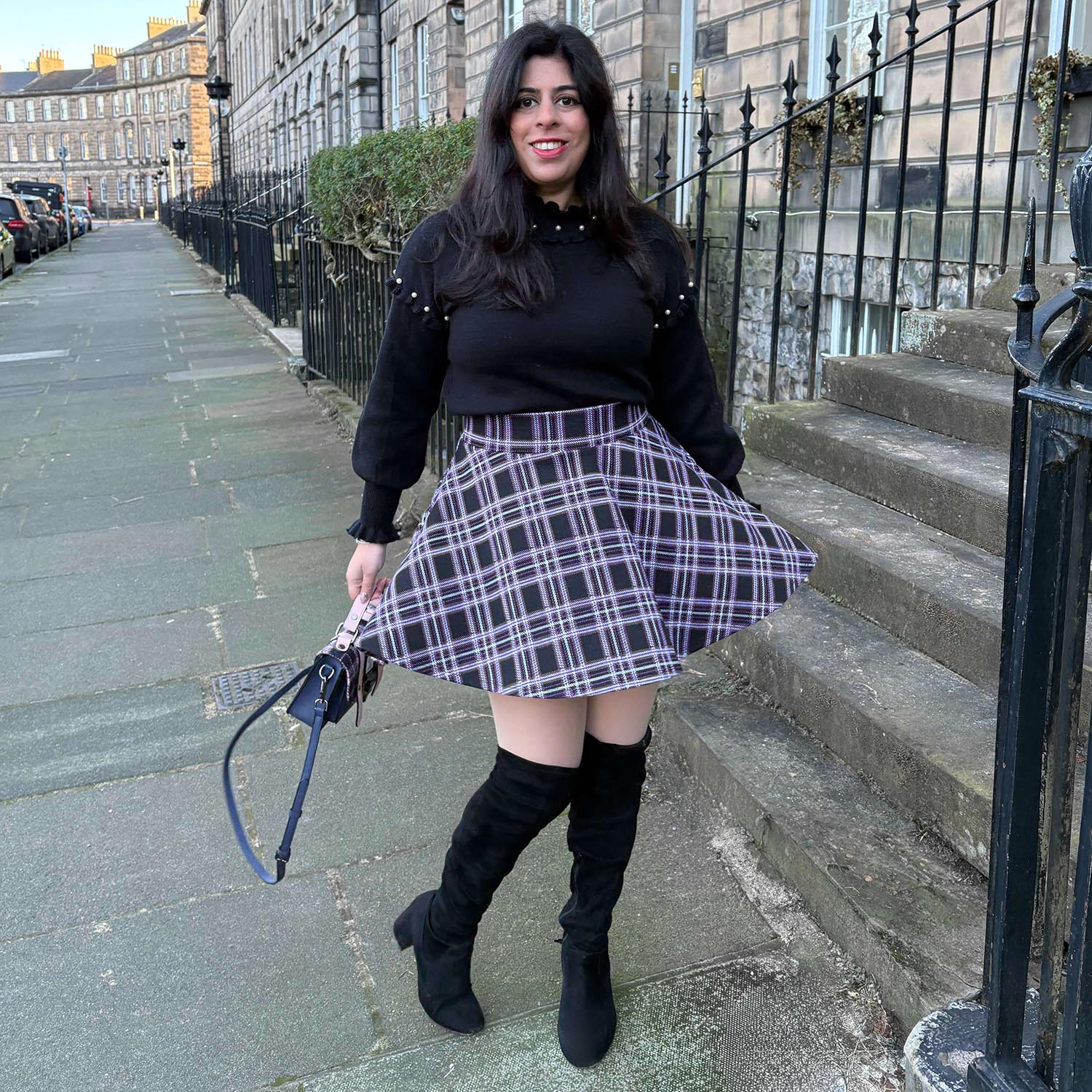 Plaid Mini-Flare Skirt - Moorland - Image 11