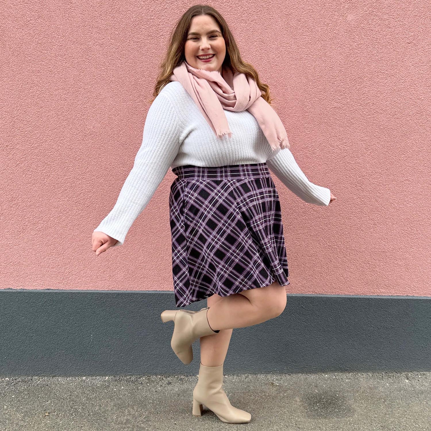 Plaid Mini-Flare Skirt - Moorland - Image 13
