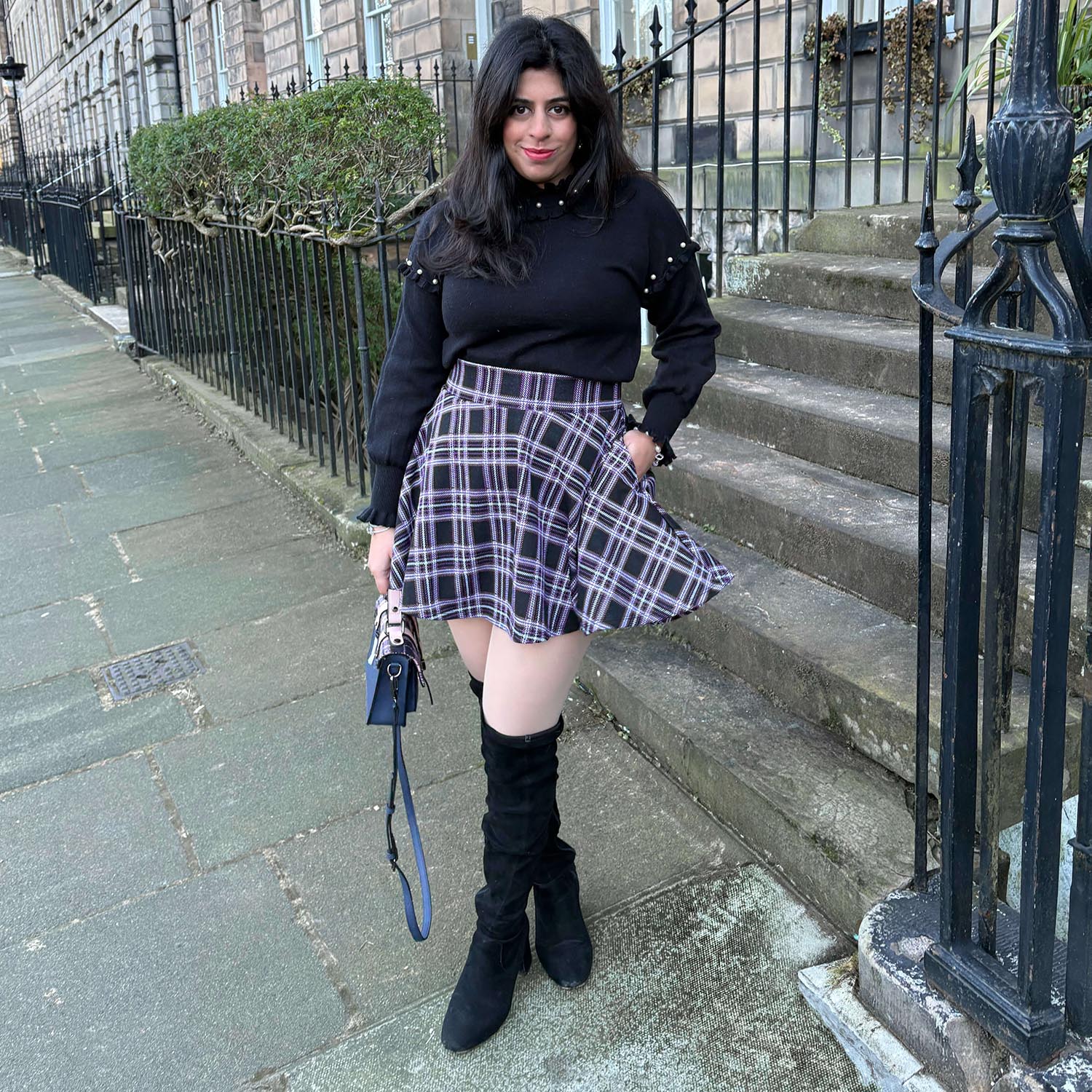 Plaid Mini-Flare Skirt - Moorland - Image 14