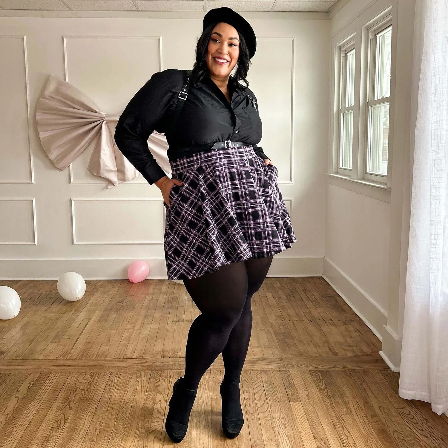 Plaid Mini-Flare Skirt - Moorland - Image 15