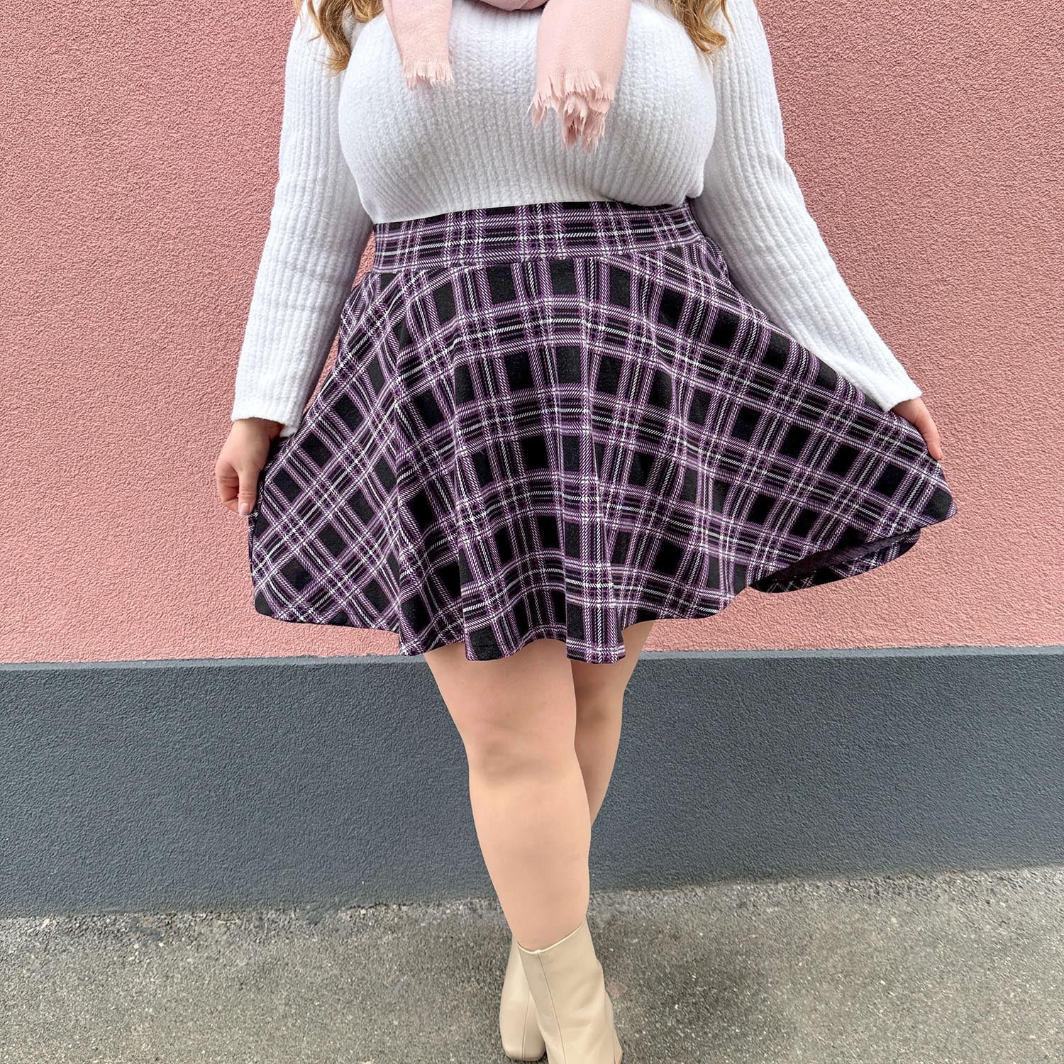 Plaid Mini-Flare Skirt - Moorland - Image 7