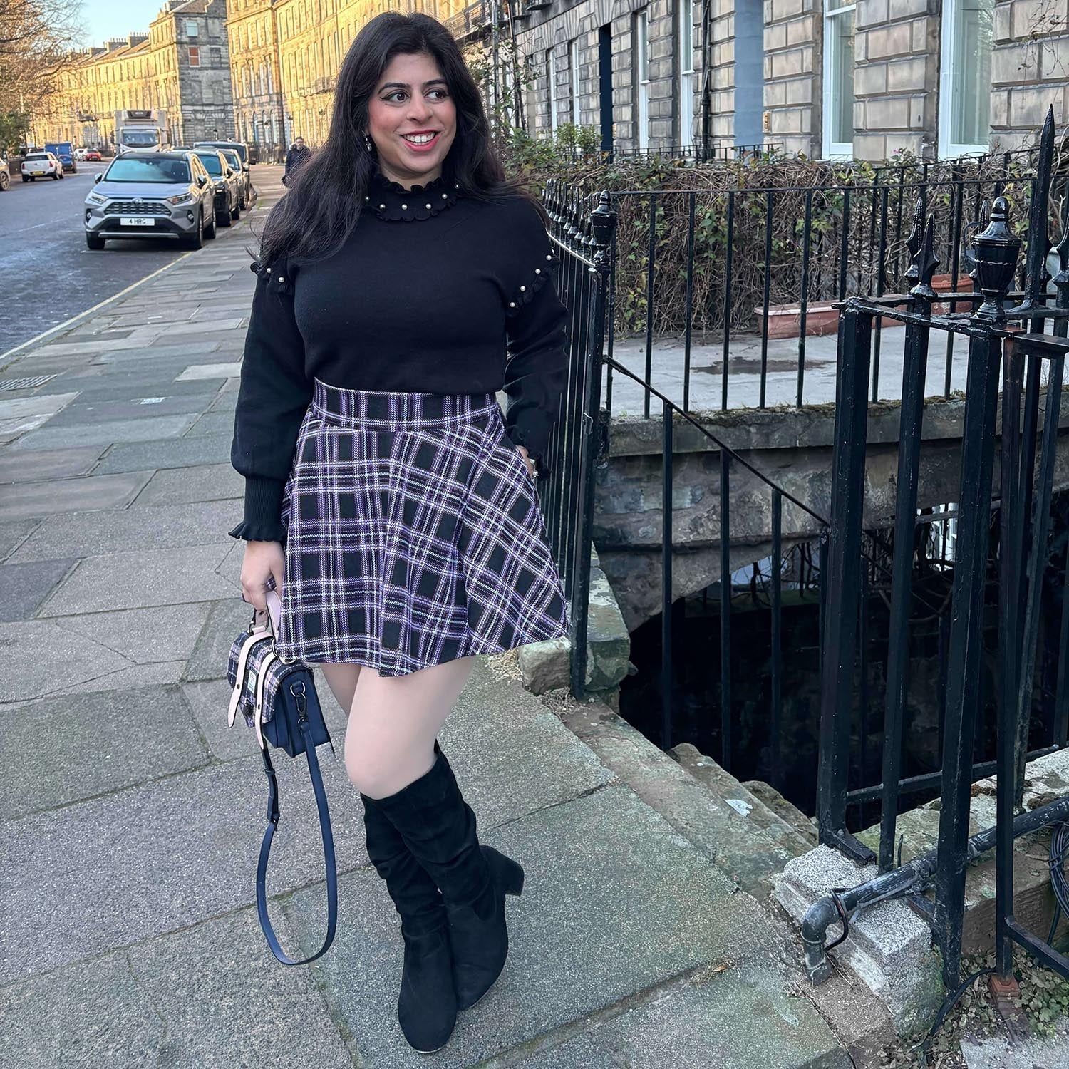Plaid Mini-Flare Skirt - Moorland - Image 8