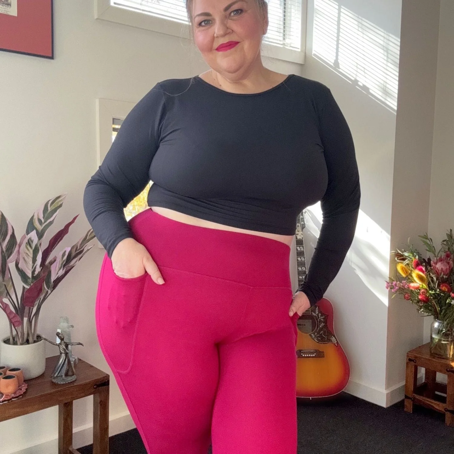 Squat Proof Short Leggings - Raspberry Pie - Image 4