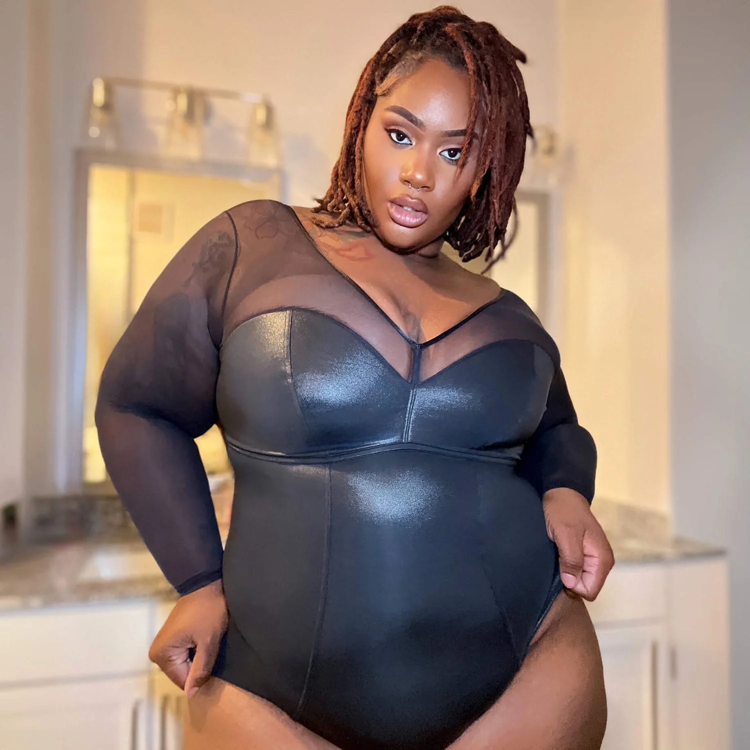 Siren Faux Leather Bodysuit - Image 3