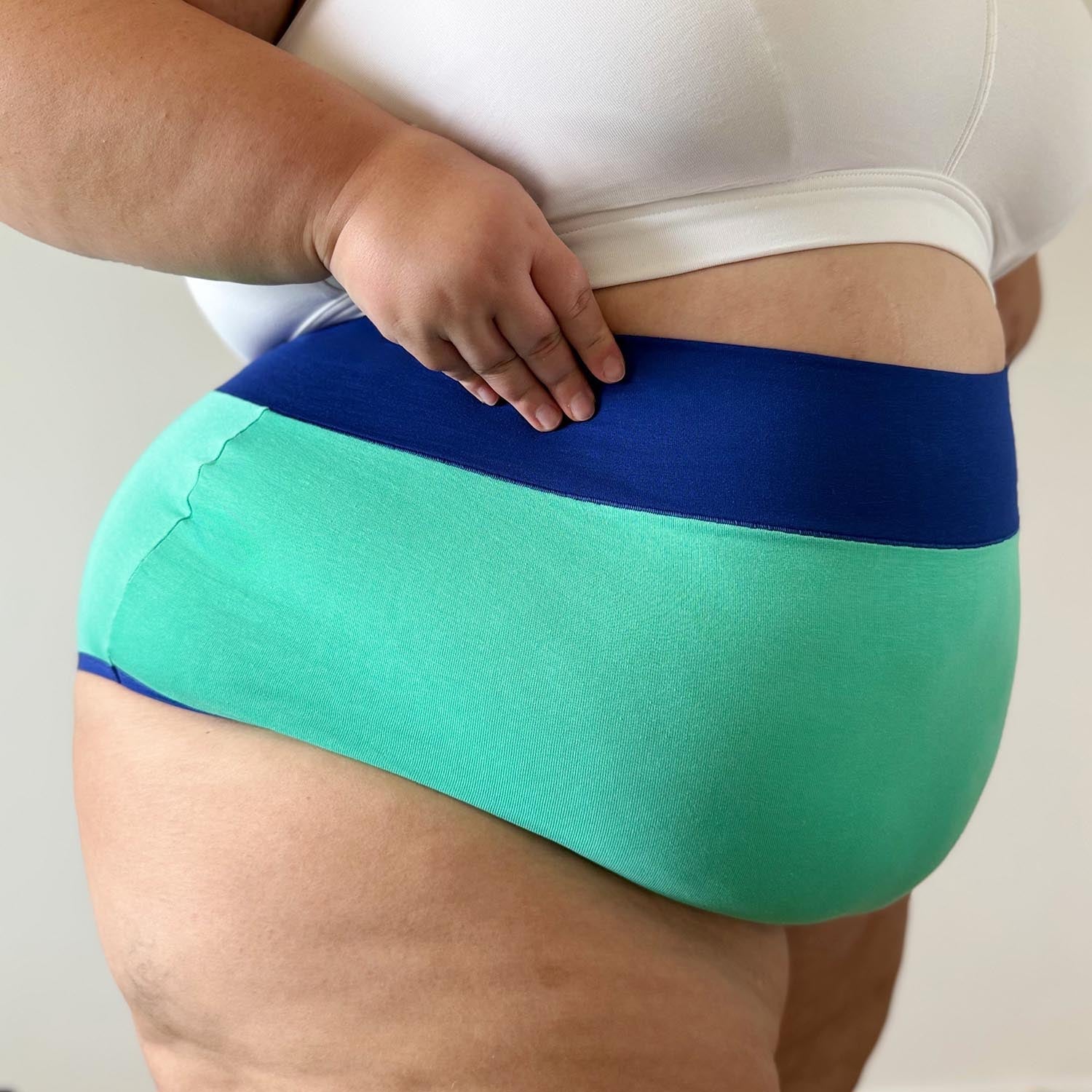 Organic Cotton Super High Waist Duo Knickers - Mint & Arabesque - Image 11