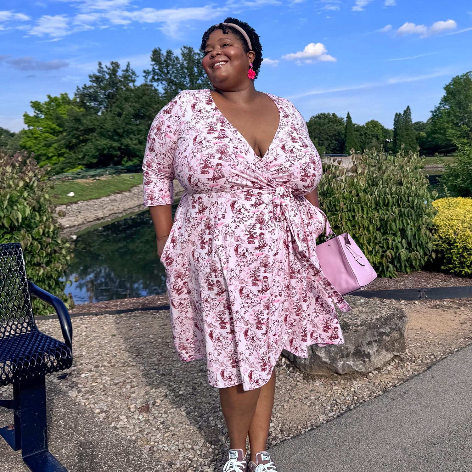 Wrap Dress - Passion au Jardin - L'Amour Rose - Image 4